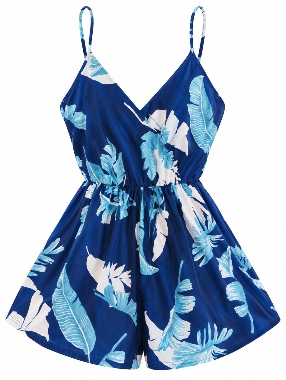 Blue Floral Tropical Romper